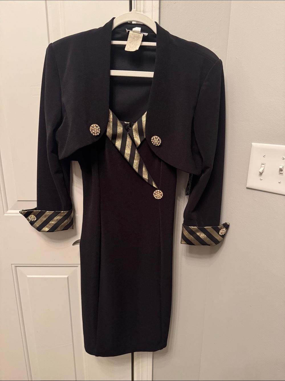 Betsy & Adam Black Midi Dress with Gold Accent 2 pieces size m